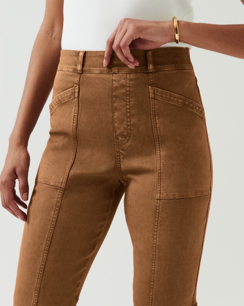 Kalhoty Spanx Stretch Twill Rovný Leg Hnědé | 3248106-XC