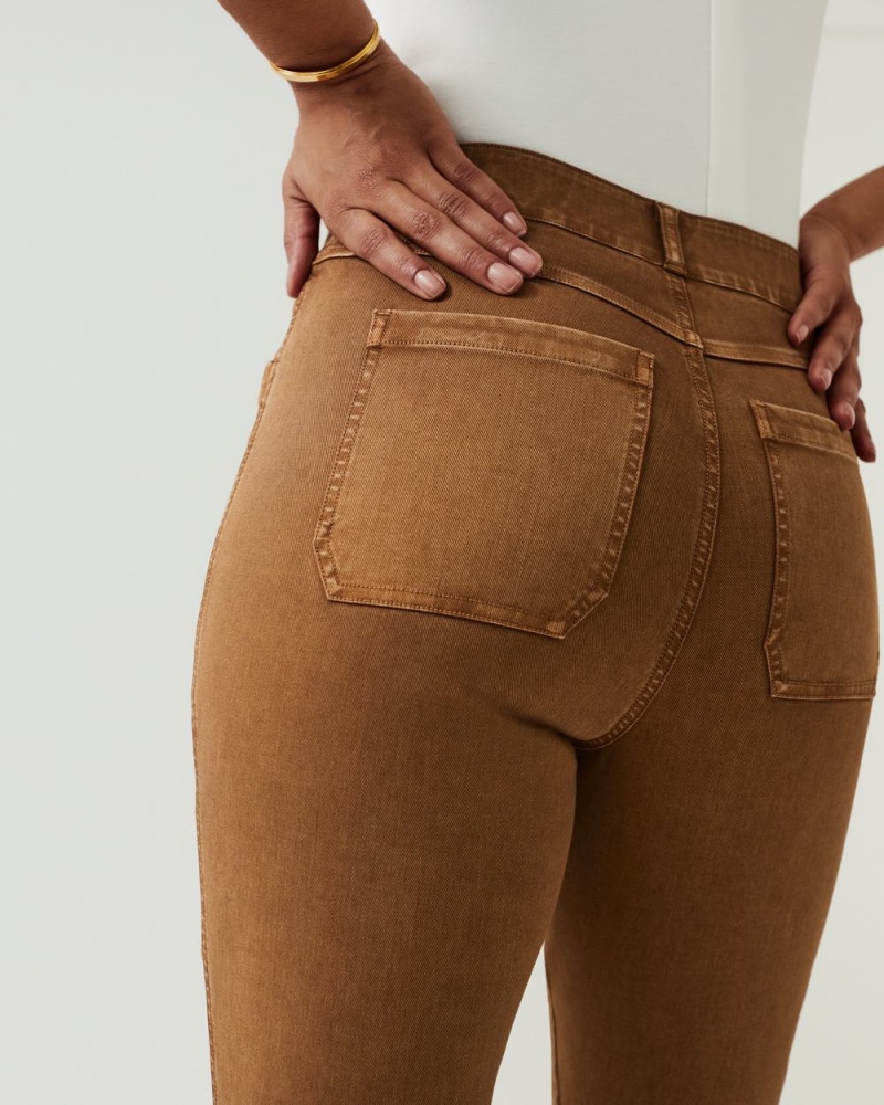 Kalhoty Spanx Stretch Twill Rovný Leg Hnědé | 3248106-XC