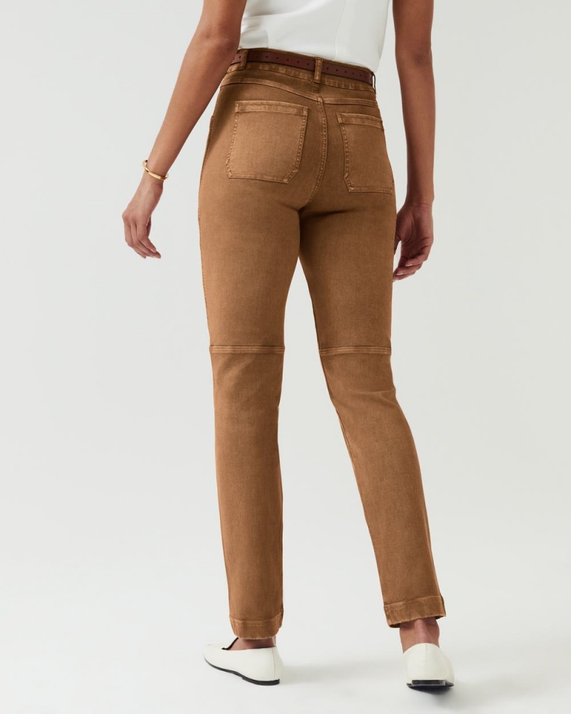Kalhoty Spanx Stretch Twill Rovný Leg Hnědé | 3248106-XC