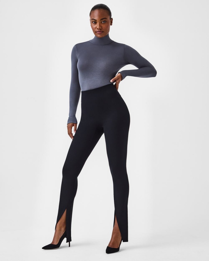 Kalhoty Spanx The Perfect Front Slit Hubená Černé | 6184397-DK