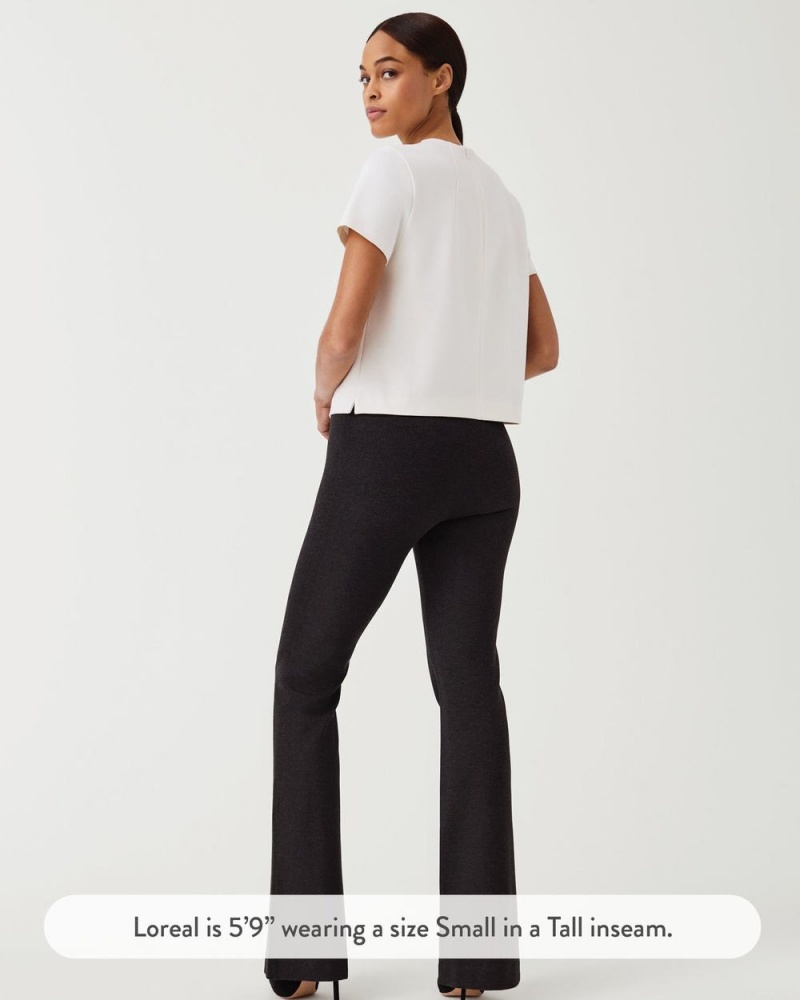 Kalhoty Spanx The Perfect Pant, Hi-Rise Flare in Houndstooth Jacquard Šedé | 1657430-MW