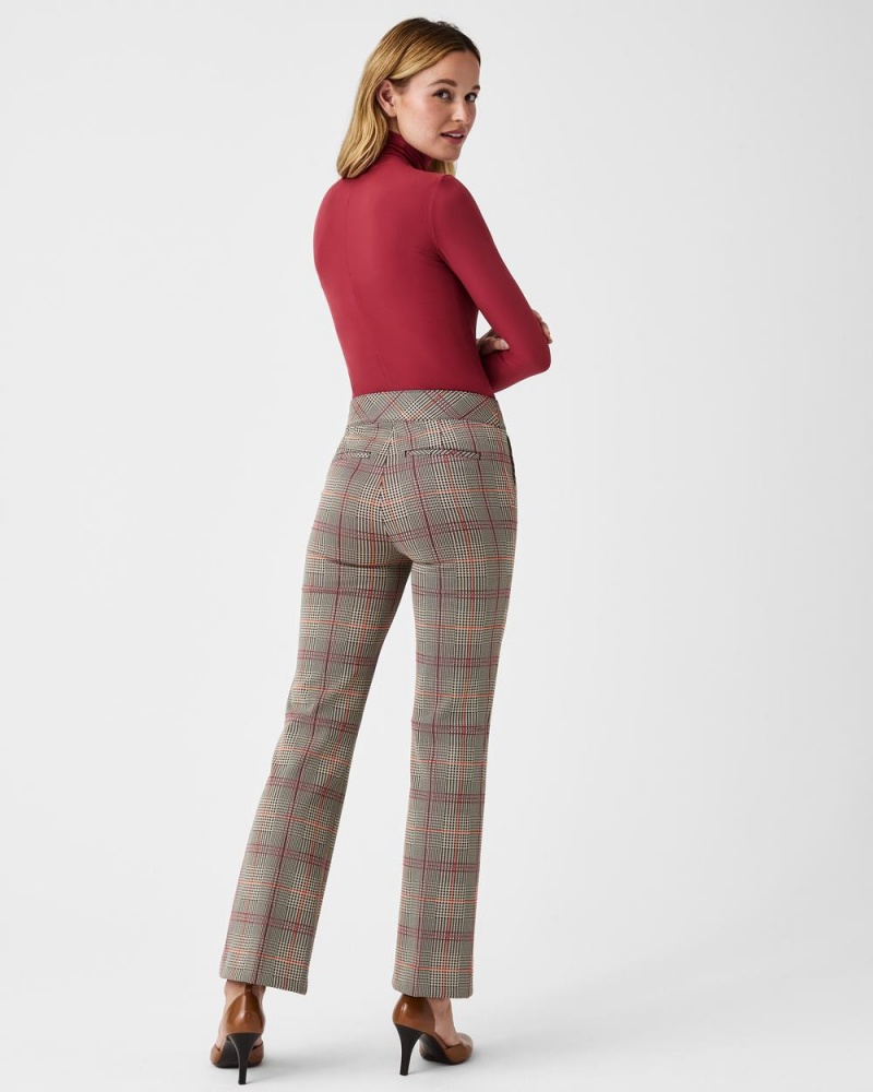 Kalhoty Spanx The Perfect Pant, Kick Flare in Orange Pop Plaid Jacquard Oranžové | 8574209-IW