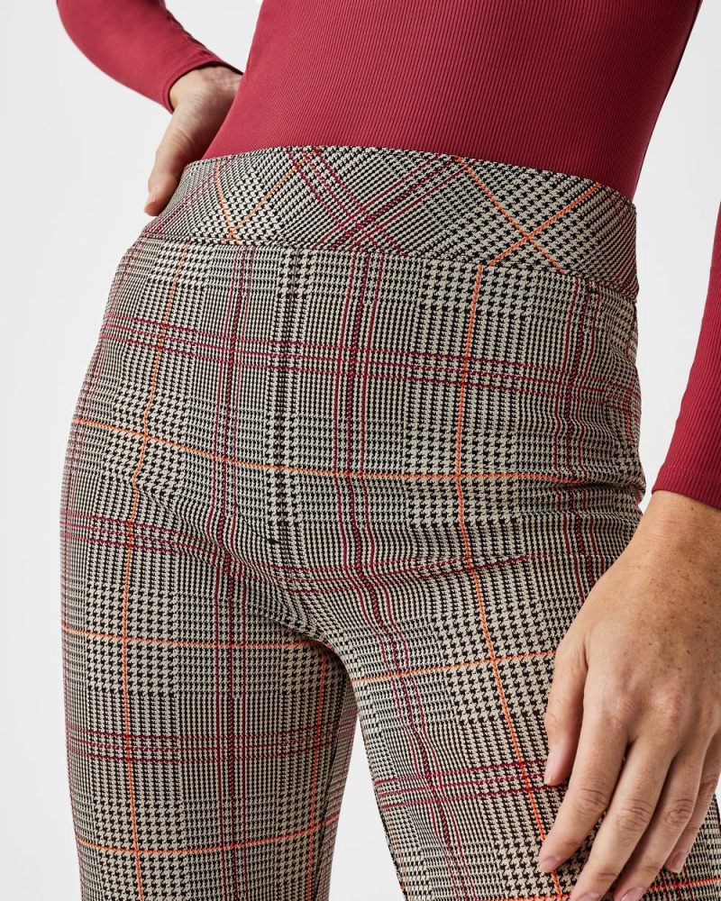 Kalhoty Spanx The Perfect Pant, Kick Flare in Orange Pop Plaid Jacquard Oranžové | 8574209-IW