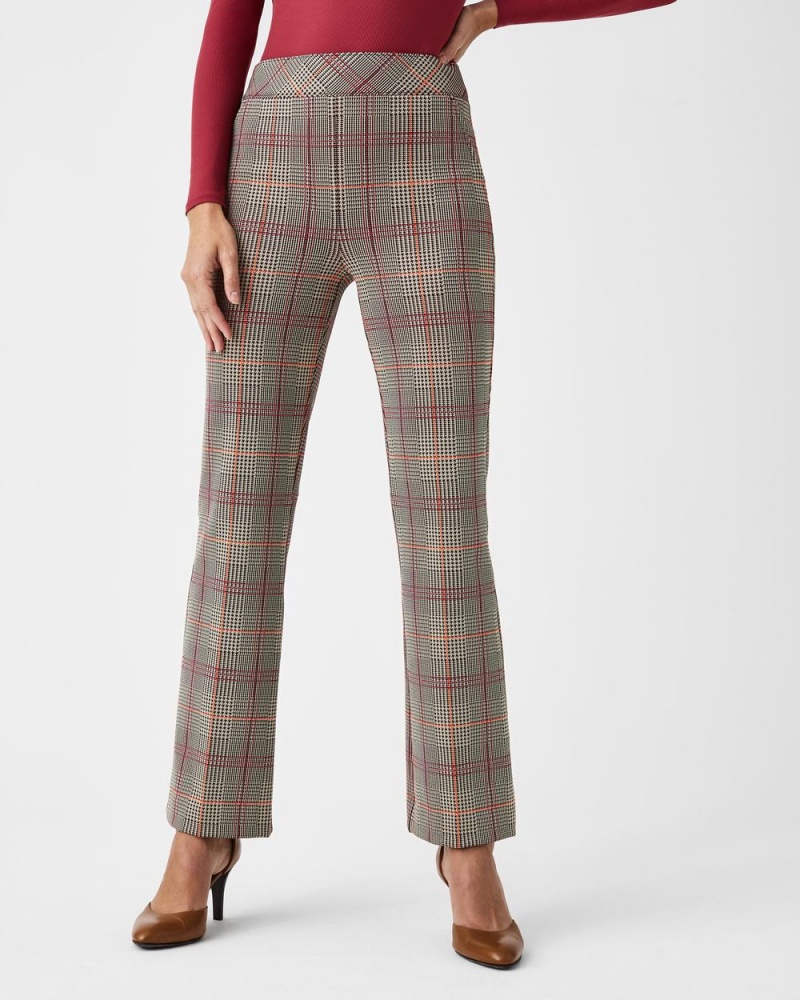 Kalhoty Spanx The Perfect Pant, Kick Flare in Orange Pop Plaid Jacquard Oranžové | 8574209-IW
