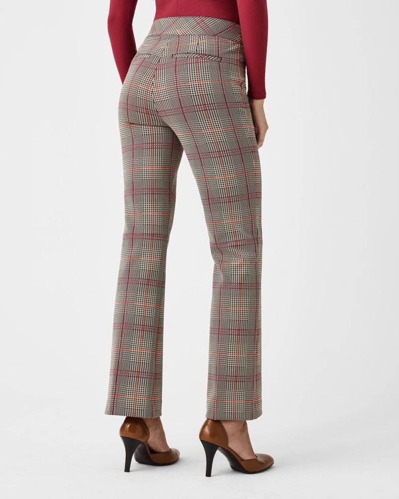 Kalhoty Spanx The Perfect Pant, Kick Flare in Orange Pop Plaid Jacquard Oranžové | 8574209-IW