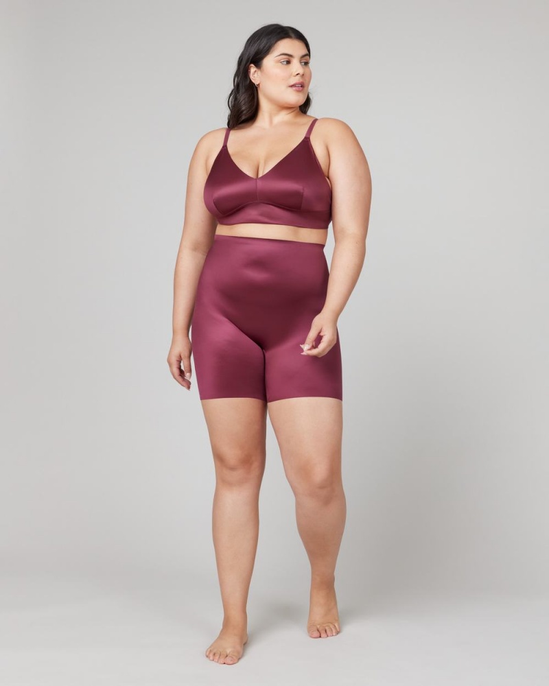 Kraťasy Spanx Shaping Satin Mid-thigh Vínové | 4568032-AZ