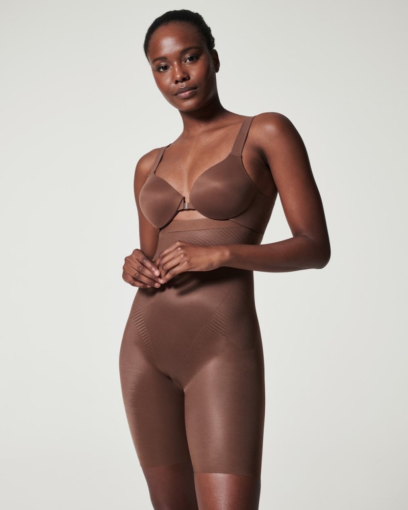 Kraťasy Spanx Thinstincts® 2.0 High-Waisted Mid-Thigh Hnědé | 9654817-IH