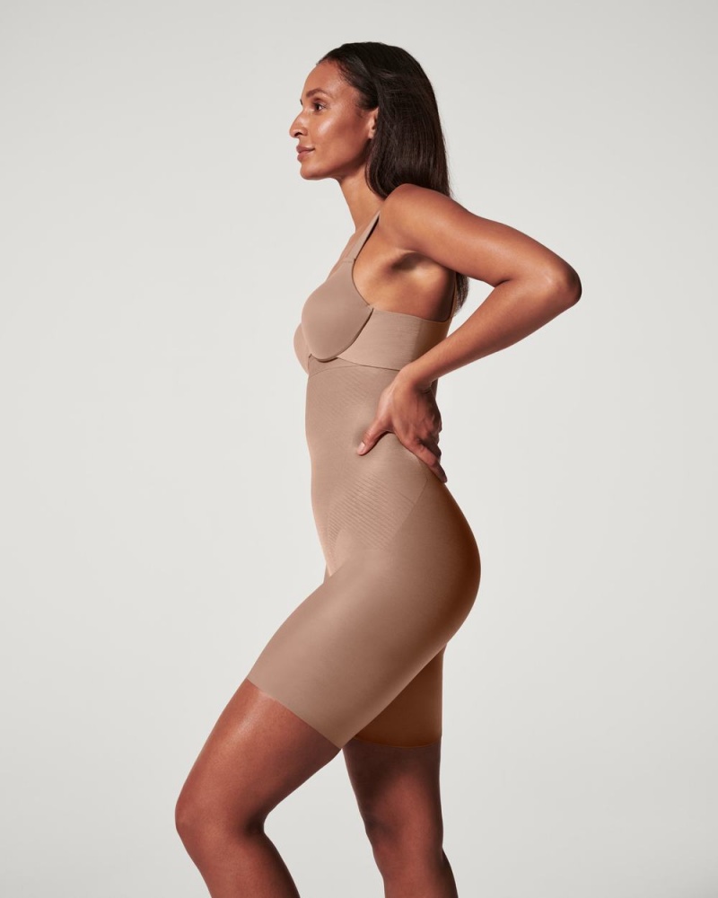 Kraťasy Spanx Thinstincts® 2.0 High-Waisted Mid-Thigh Cafe Au Lait | 3641298-TW