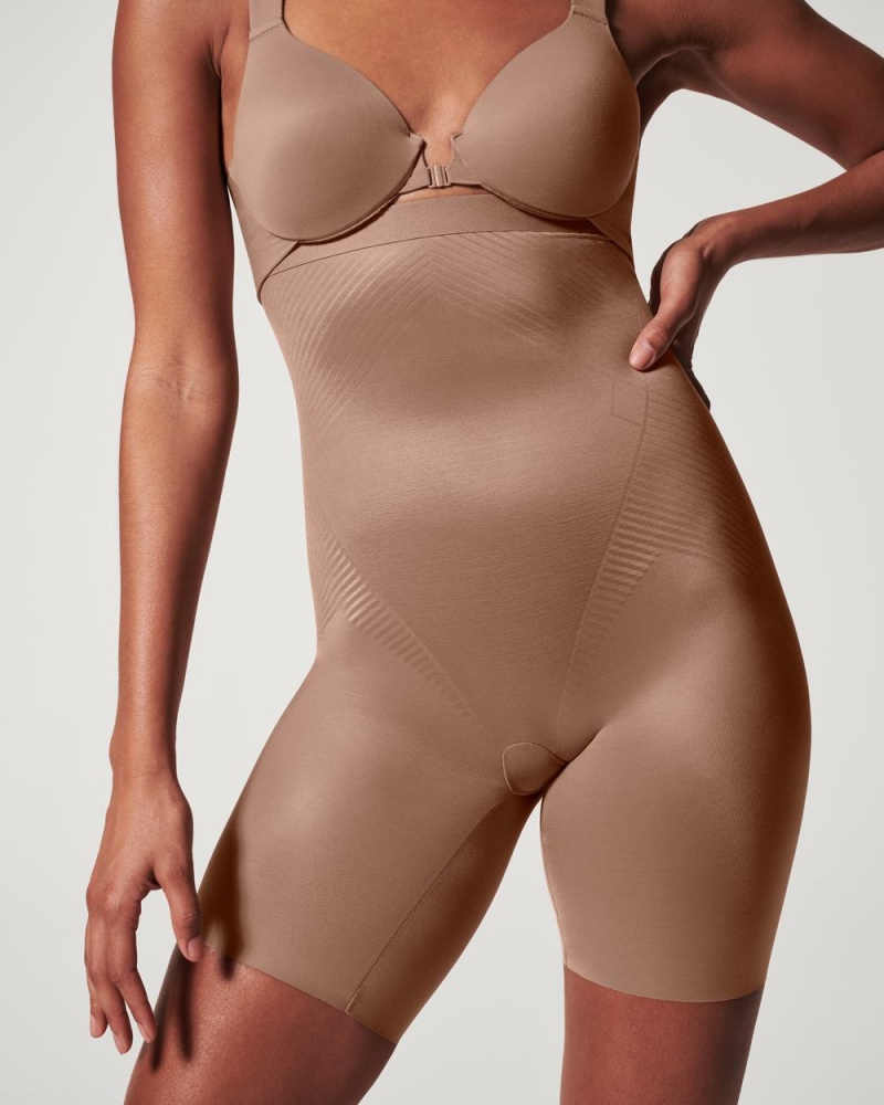 Kraťasy Spanx Thinstincts® 2.0 High-Waisted Mid-Thigh Cafe Au Lait | 3641298-TW