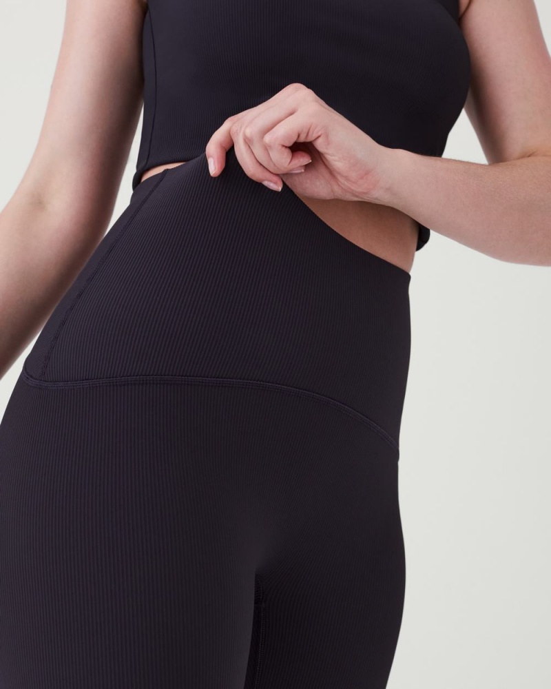 Legíny Spanx Booty Boost® Active Contour Rib 7/8 Černé | 7580963-XB