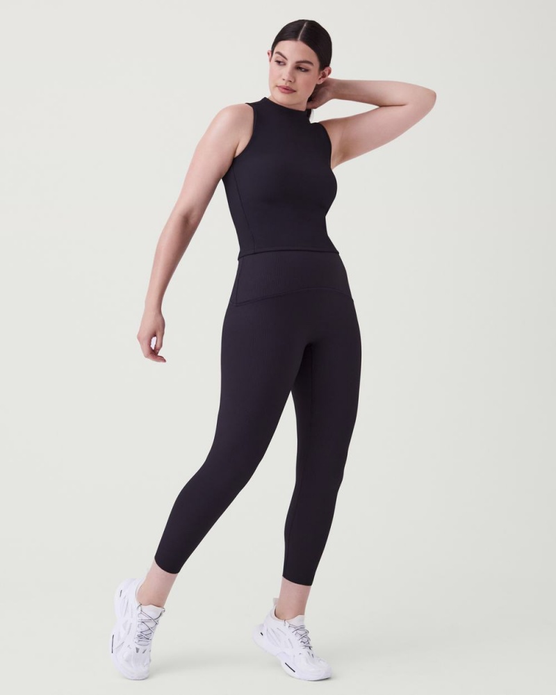 Legíny Spanx Booty Boost® Active Contour Rib 7/8 Černé | 7580963-XB