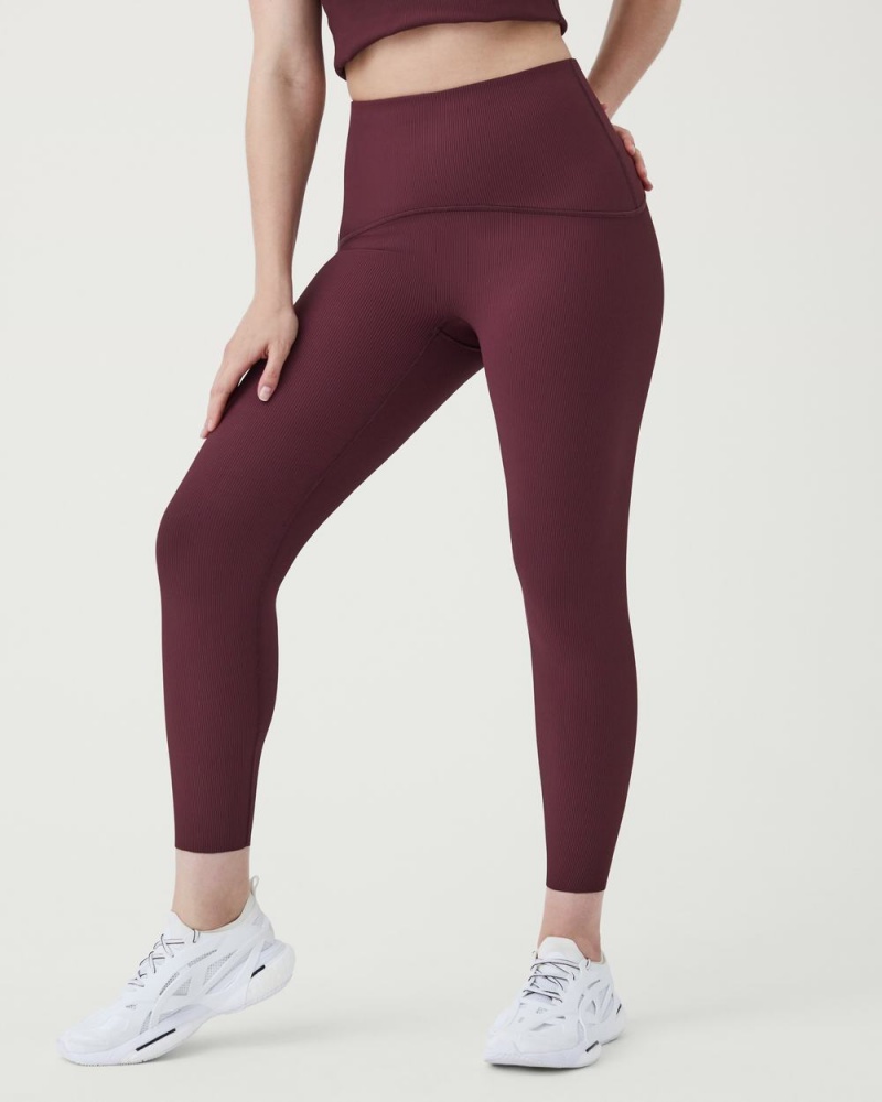 Legíny Spanx Booty Boost® Active Contour Rib 7/8 Vínové | 5021437-XY