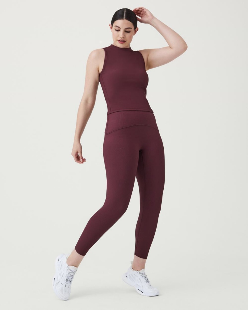Legíny Spanx Booty Boost® Active Contour Rib 7/8 Vínové | 5021437-XY