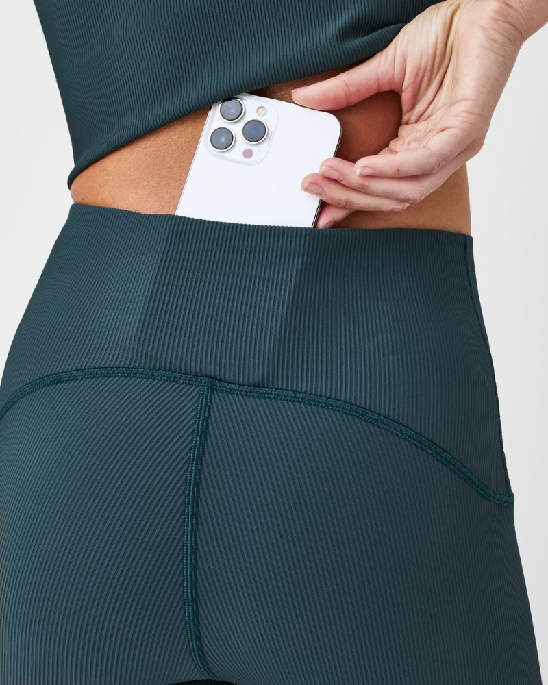Legíny Spanx Booty Boost® Active Contour Rib 7/8 Tmavě Blankyt | 7248390-JD