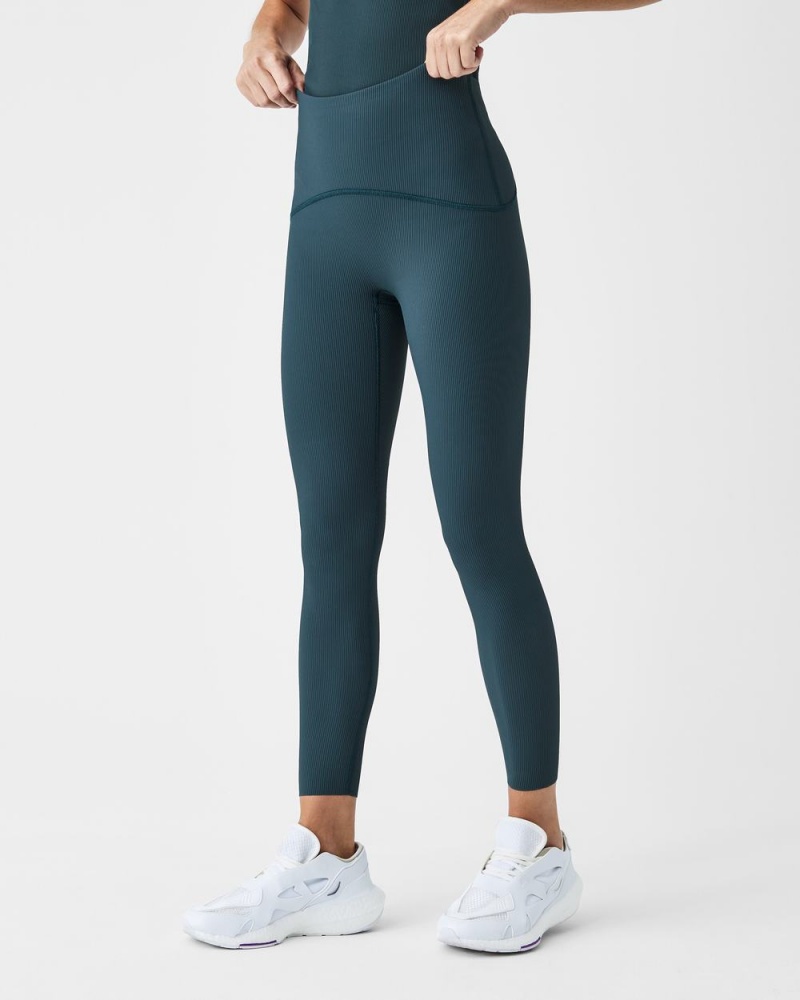 Legíny Spanx Booty Boost® Active Contour Rib 7/8 Tmavě Blankyt | 7248390-JD