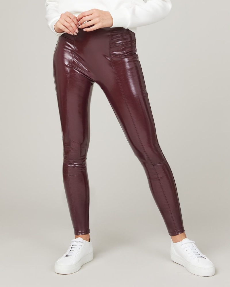 Legíny Spanx Faux Lakovaná Læder Vínové | 9570138-OM