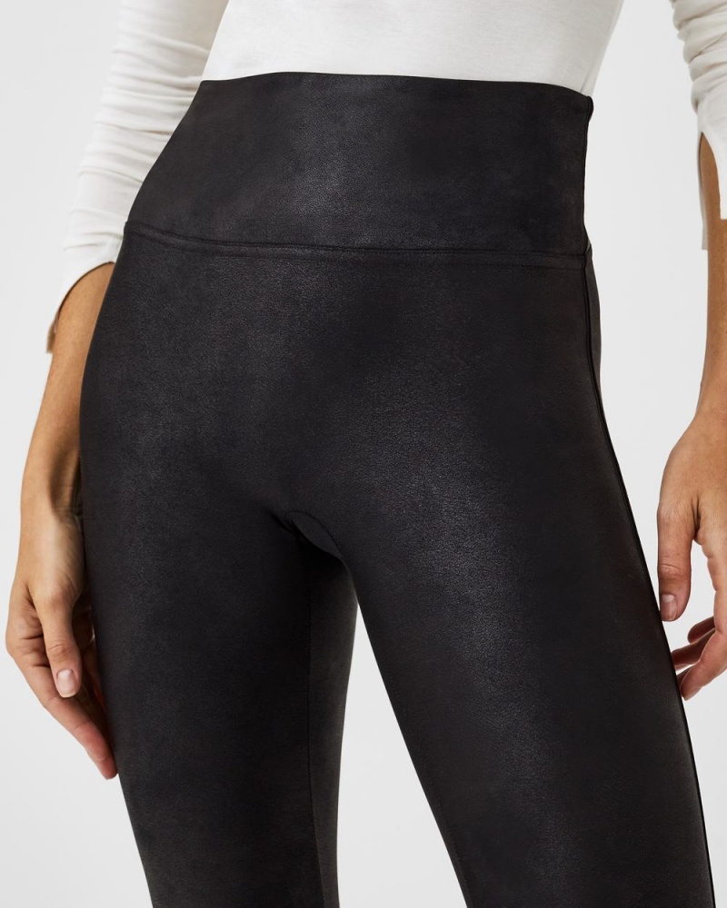 Legíny Spanx Faux Læder Fleece-Podšité Černé | 3029751-KN
