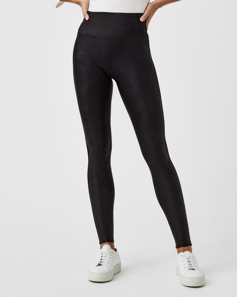 Legíny Spanx Faux Læder Fleece-Podšité Černé | 3029751-KN
