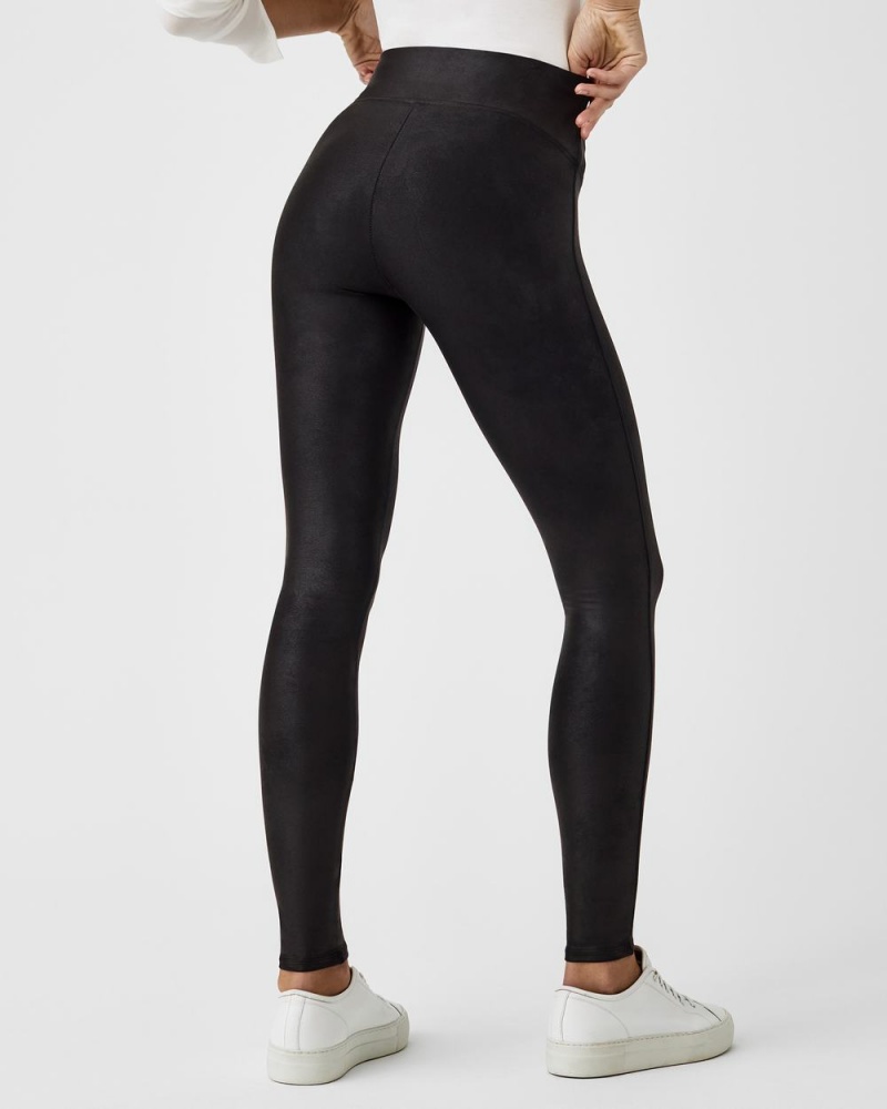 Legíny Spanx Faux Læder Fleece-Podšité Černé | 3029751-KN