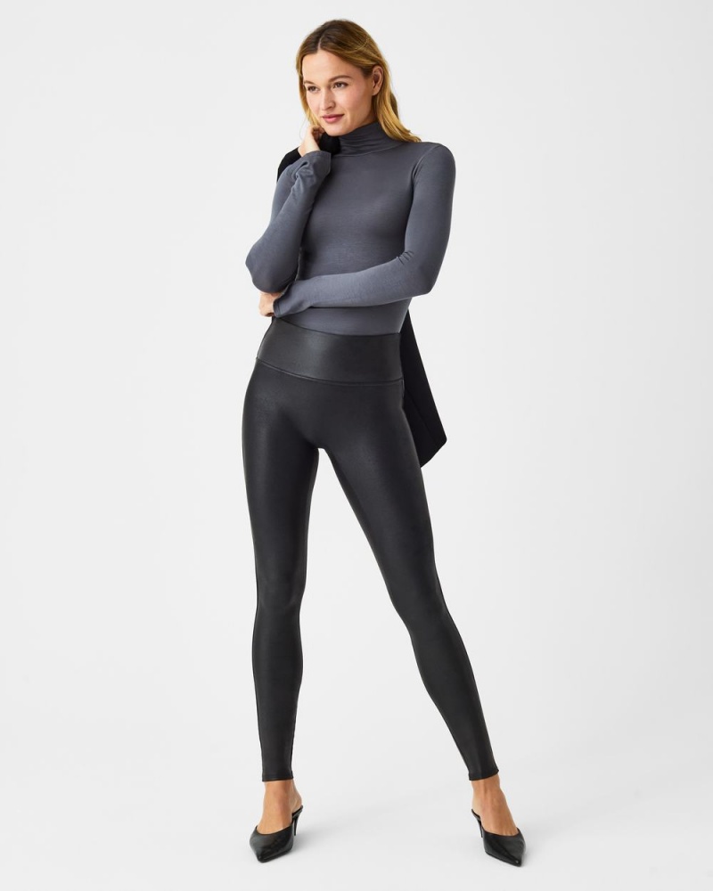 Legíny Spanx Faux Læder Černé | 4912357-AM