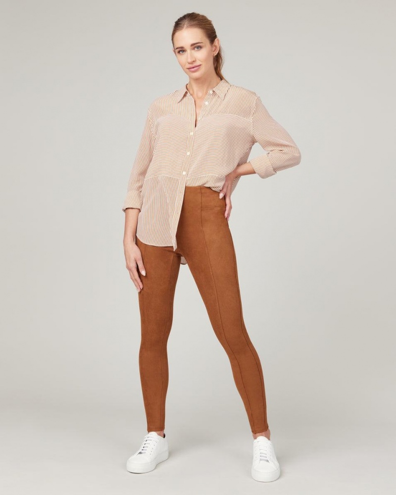Legíny Spanx Faux Semišové Hnědé | 0521634-MK