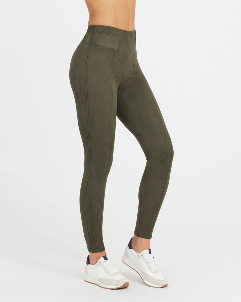 Legíny Spanx Faux Semišové Olivy Zelené | 5802746-UN