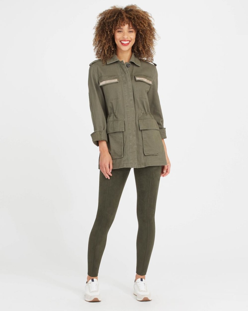 Legíny Spanx Faux Semišové Olivy Zelené | 5802746-UN