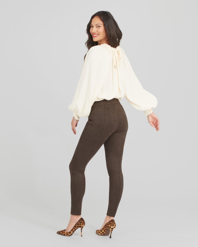 Legíny Spanx Faux Semišové Čokolády Hnědé | 2985736-SJ