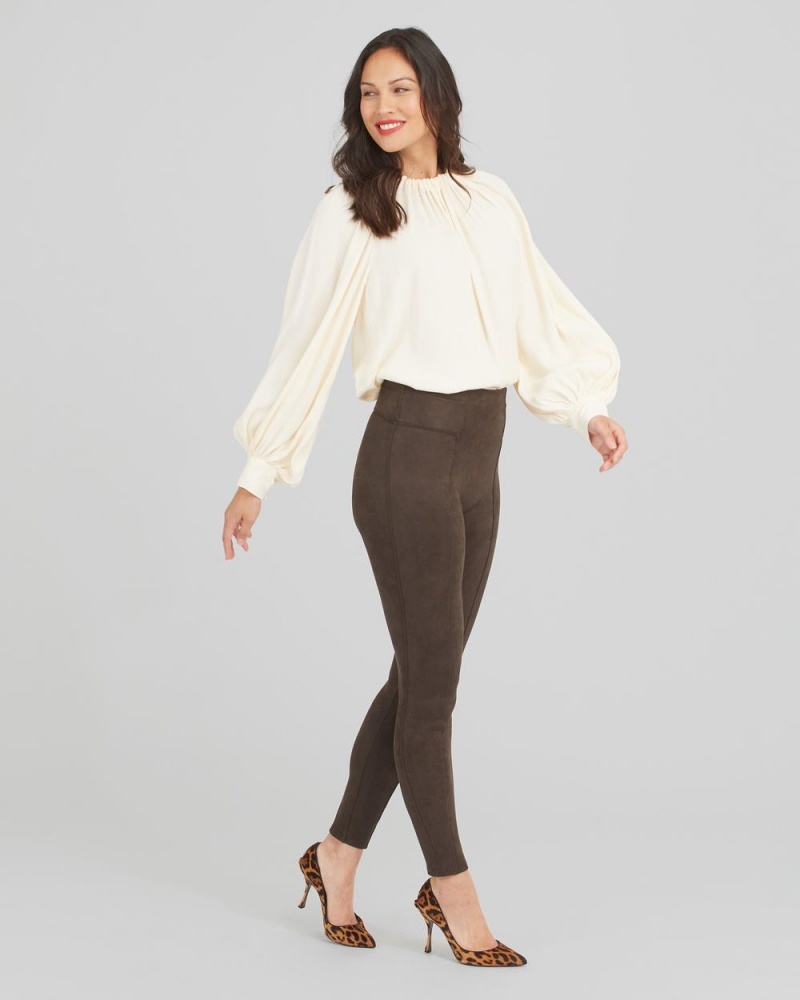 Legíny Spanx Faux Semišové Čokolády Hnědé | 2985736-SJ