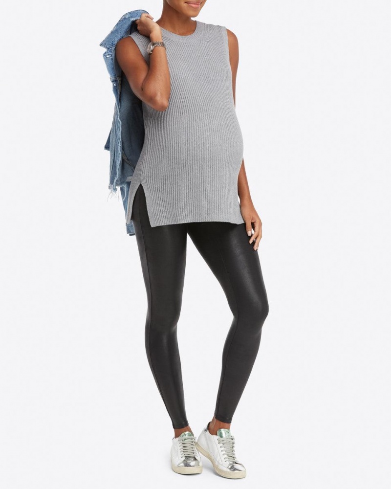 Legíny Spanx Mama Faux Læder Černé | 9852461-XO