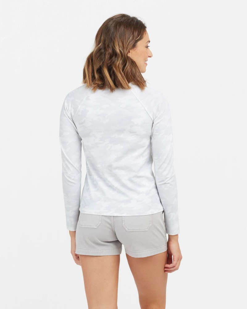 Plavky Spanx Long Sleeve Swim Shirt Bílé Maskáčové | 9835127-HG