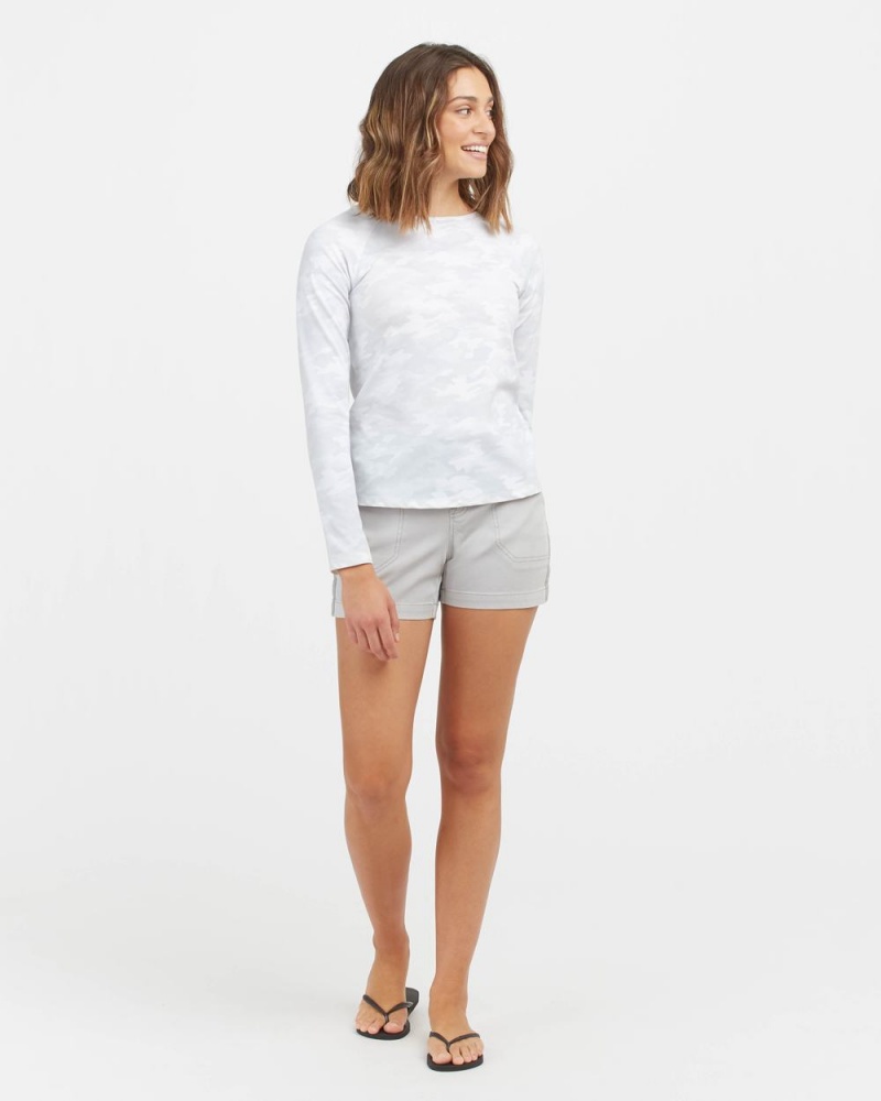 Plavky Spanx Long Sleeve Swim Shirt Bílé Maskáčové | 9835127-HG