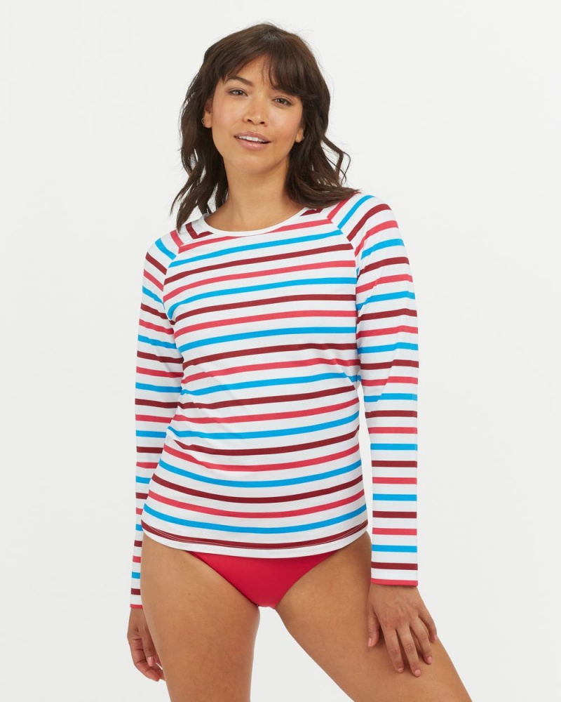 Plavky Spanx Long Sleeve Swim Shirt Proužek | 3065489-JX