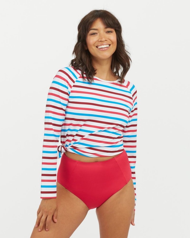 Plavky Spanx Long Sleeve Swim Shirt Proužek | 3065489-JX