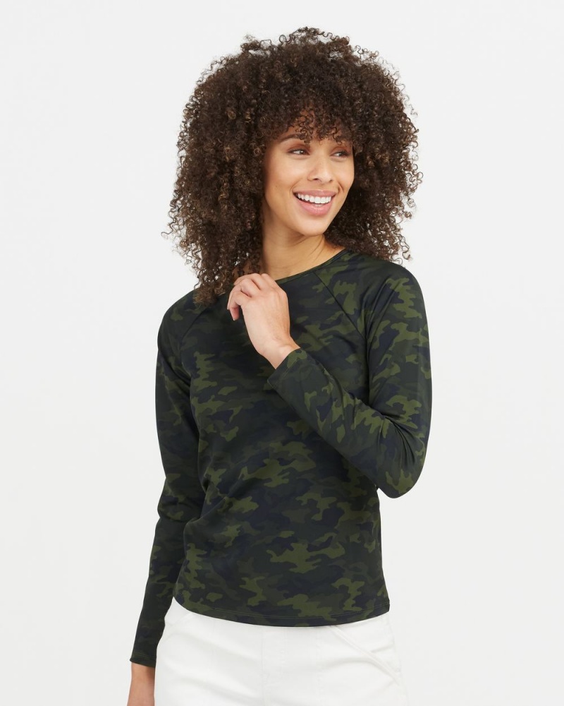 Plavky Spanx Long Sleeve Swim Shirt Zelene Maskáčové | 1462879-EO