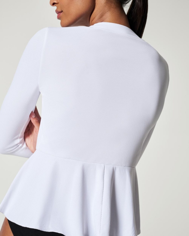 Plavky Spanx Pique Long Sleeve Swim Shirt Bílé | 4371956-ZM