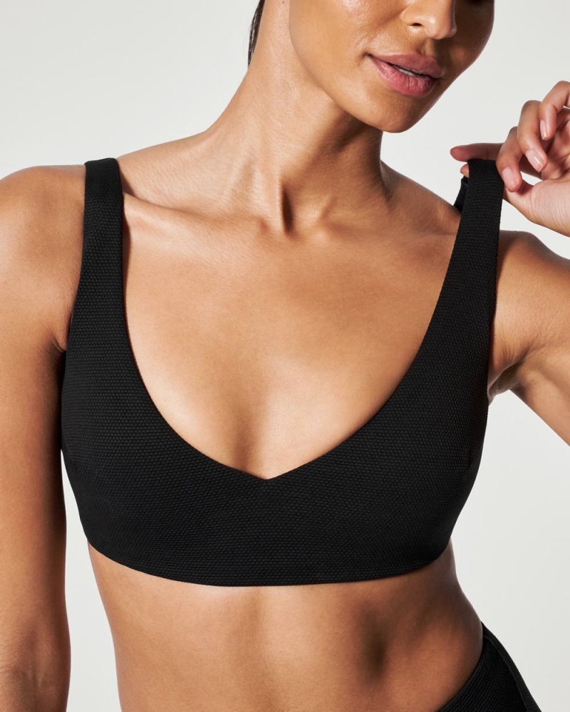 Plavky Spanx Pique Plunge Bikiny Top Černé | 5096731-DV