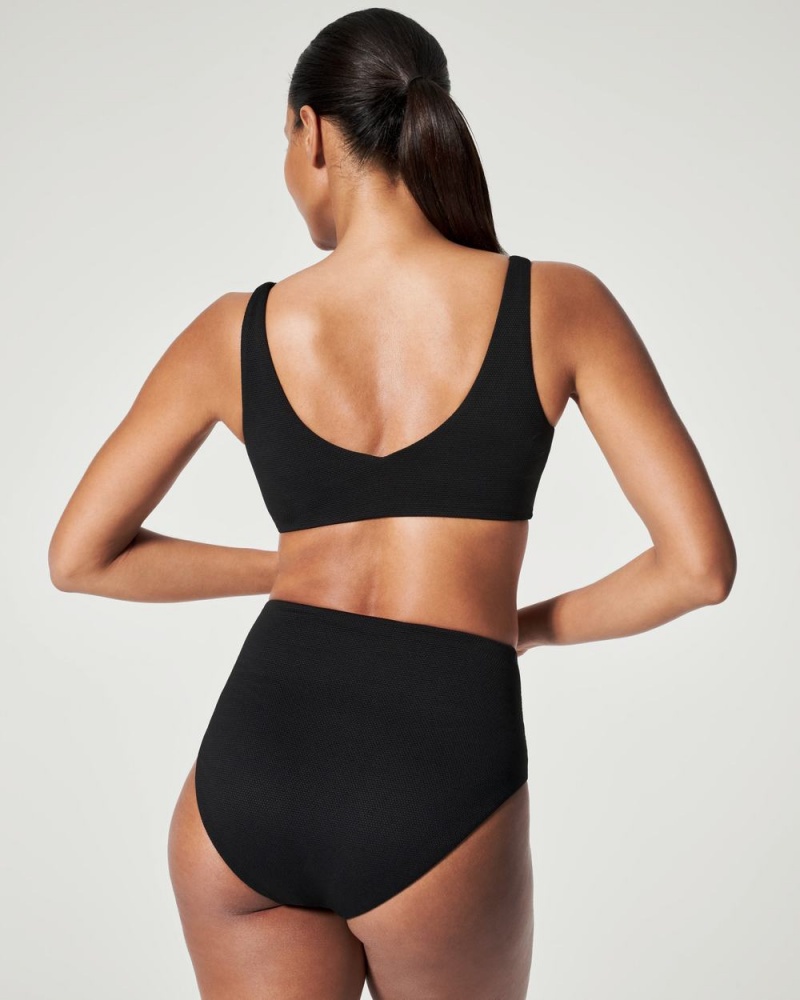 Plavky Spanx Pique Shaping High Rise Swim Bottom Černé | 4928056-TD