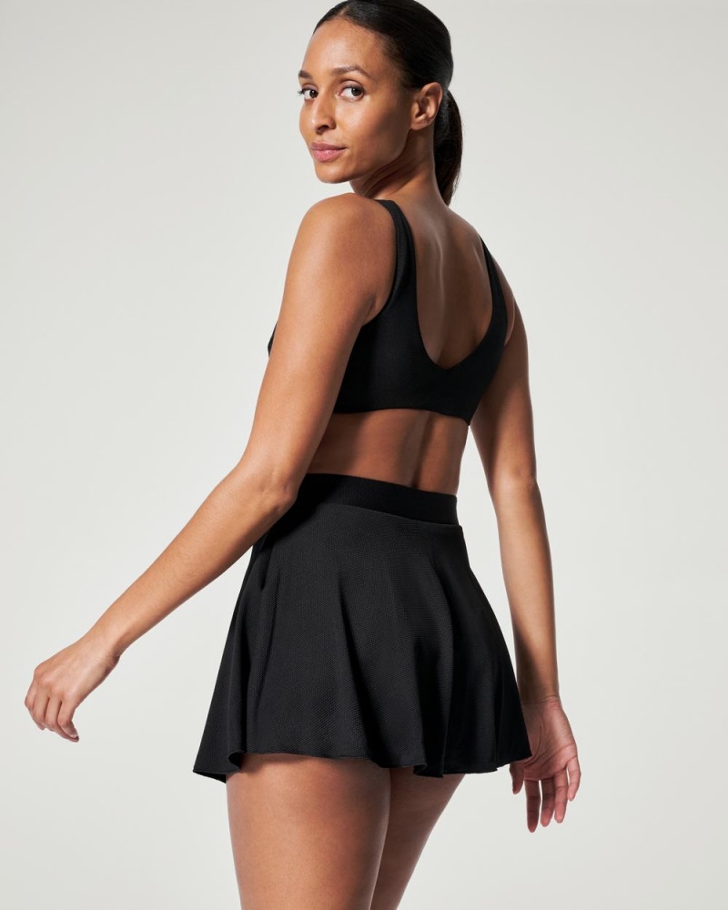 Plavky Spanx Pique Shaping High Rise Swim Skort Černé | 8759612-PU