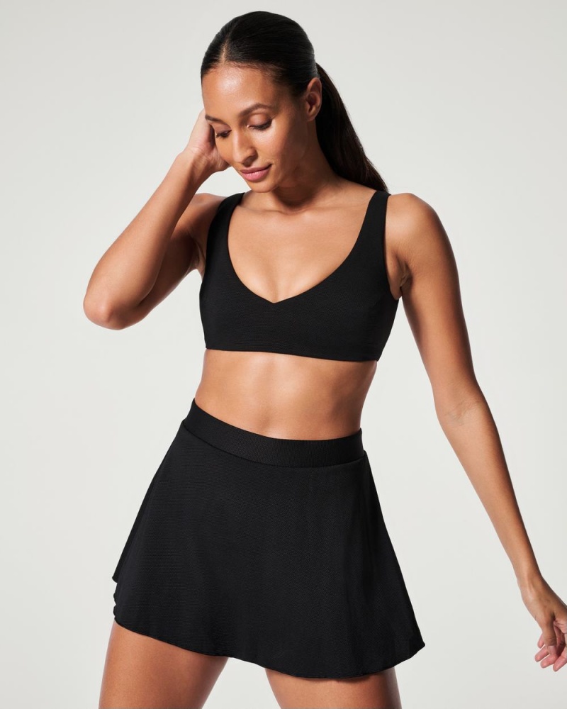 Plavky Spanx Pique Shaping High Rise Swim Skort Černé | 8759612-PU