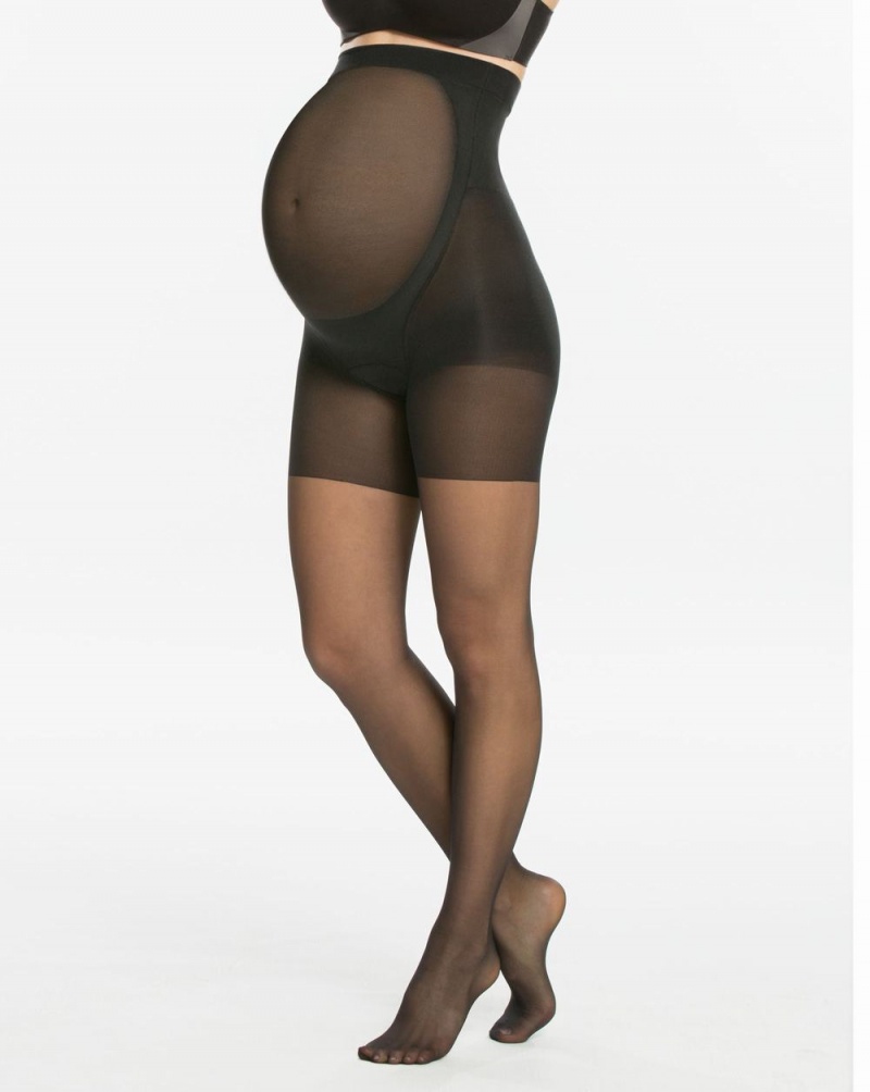 Punčocháče Spanx Mama Mid-Thigh Shaping Sheers Černé | 2849137-QX