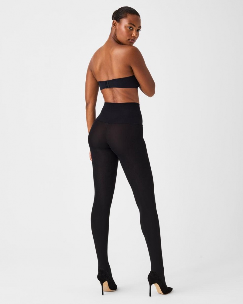 Punčocháče Spanx Plush Tummy Shaping Tights Černé | 9682345-DK
