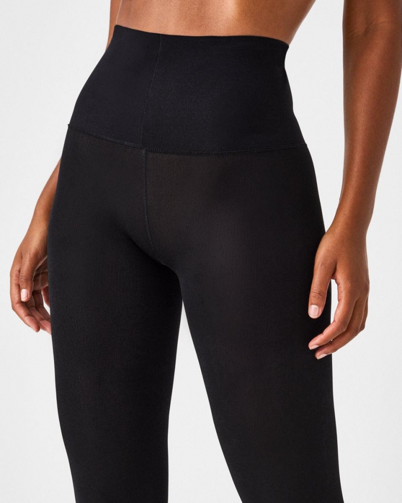Punčocháče Spanx Plush Tummy Shaping Tights Černé | 9682345-DK