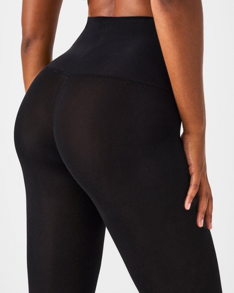 Punčocháče Spanx Plush Tummy Shaping Tights Černé | 9682345-DK