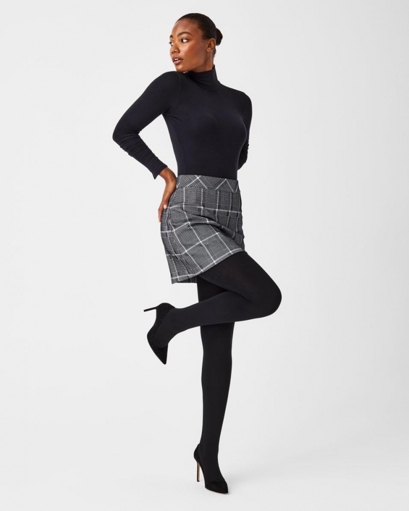 Punčocháče Spanx Plush Tummy Shaping Tights Černé | 9682345-DK