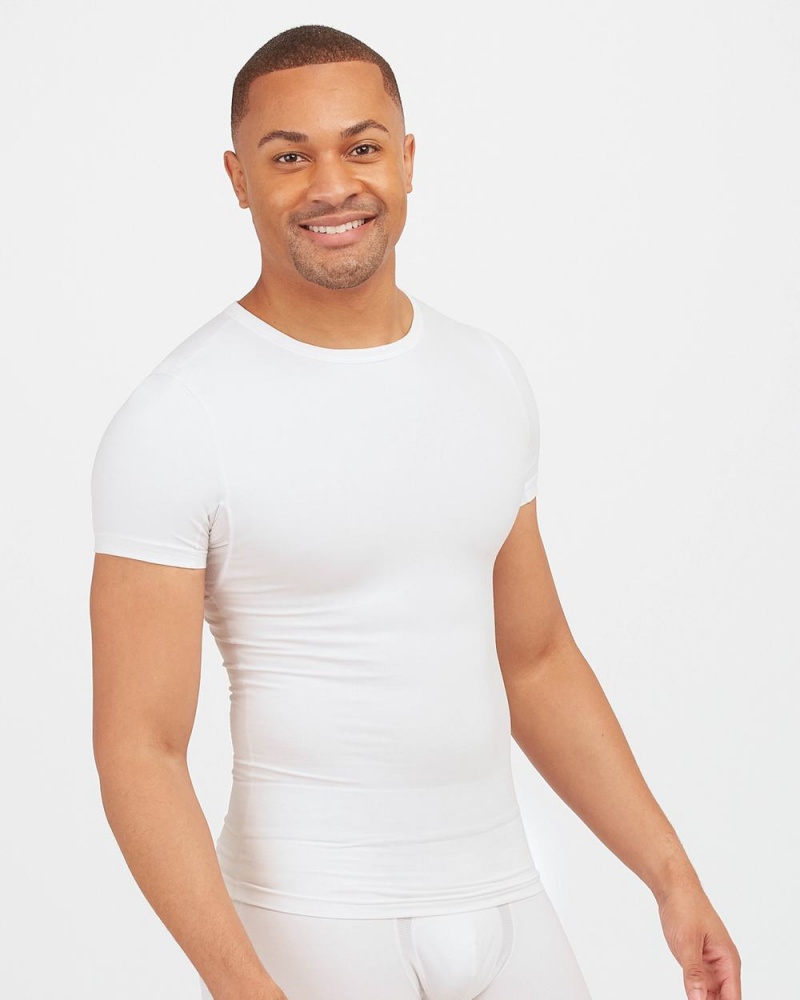 Spodní košile Spanx Sculpt Bavlněné Crew Neck Bílé | 8316972-ZM