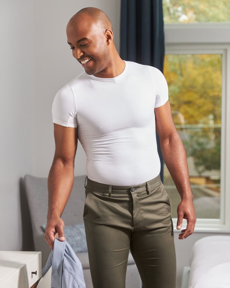 Spodní košile Spanx Sculpt Bavlněné Crew Neck Bílé | 8316972-ZM