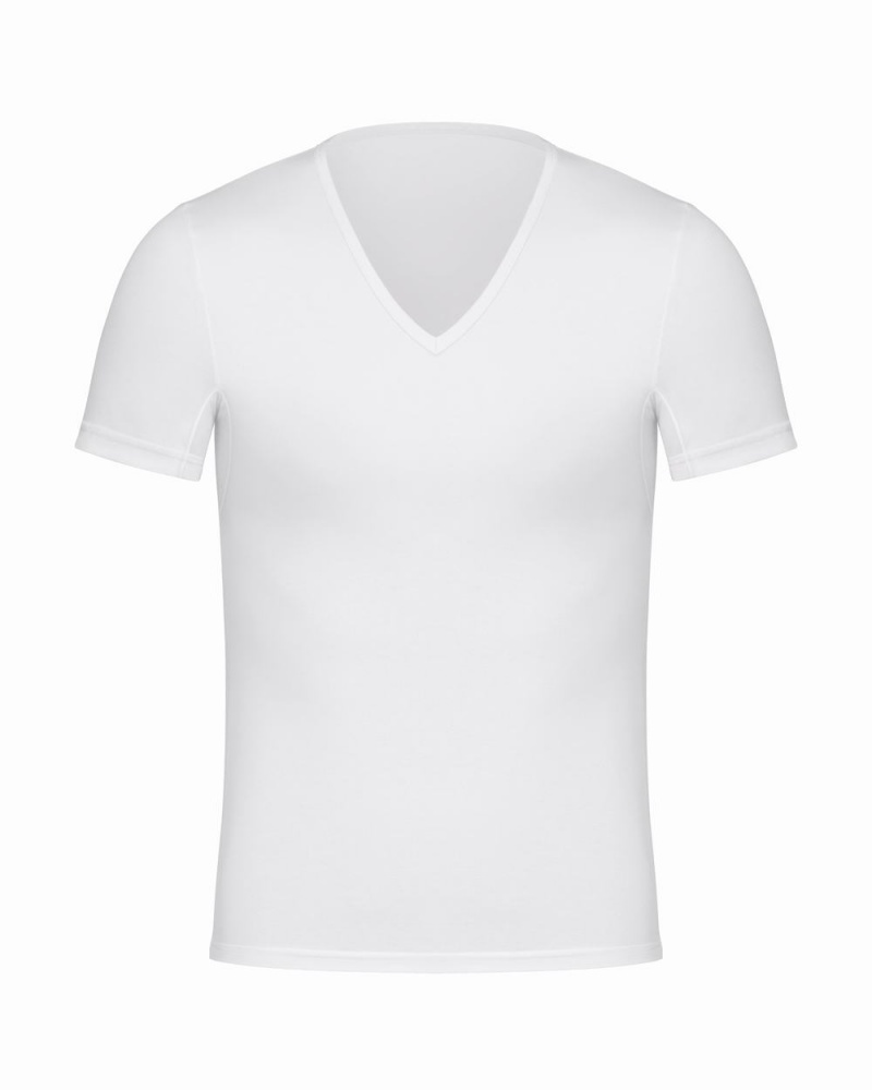 Spodní košile Spanx Sculpt Bavlněné V-Neck Bílé | 5923741-EG