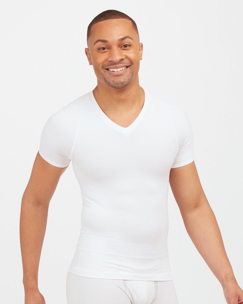Spodní košile Spanx Ultra Sculpt Seamless V-Neck Bílé | 2643581-OW