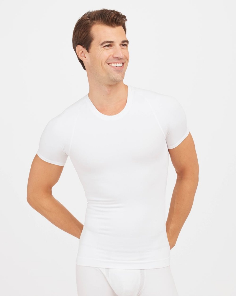 Spodní košile Spanx Ultra Sculpt Seamless Crew Neck Bílé | 0415628-FM